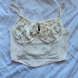 Forever 21 Cream Eyelet Camisole Top